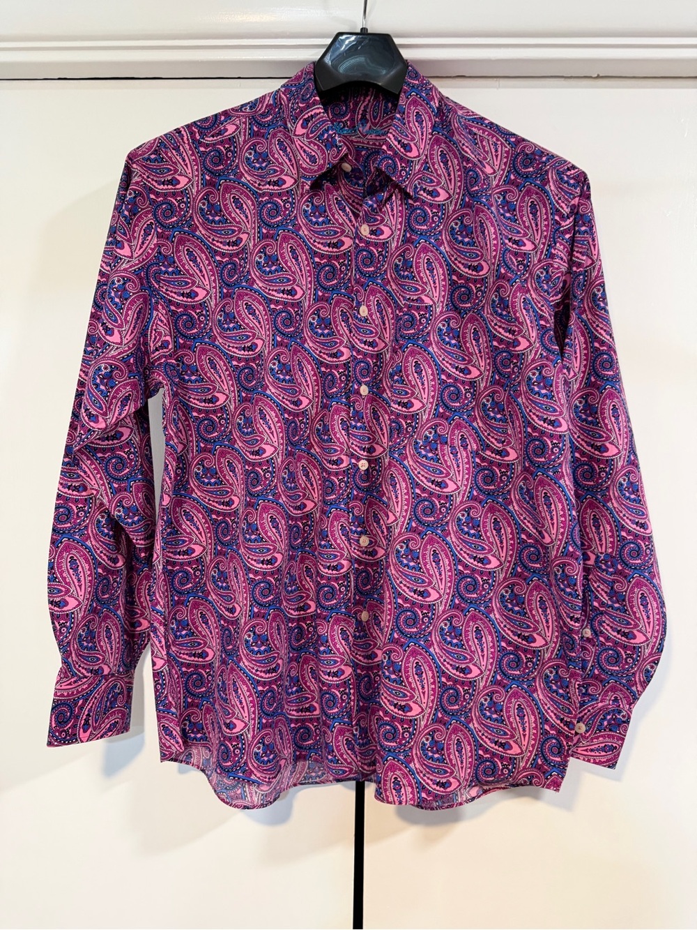 Alan Flusser Pink and Blue Paisley Button-Down Shirt